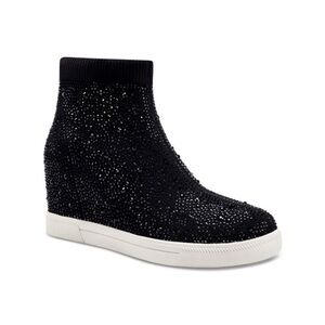 INC International Concepts Deena Black Rhinestone Wedge Round Toe StretchSneaker